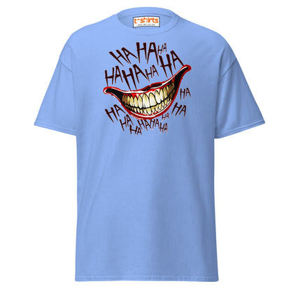 Creepy Joker Smile T-Shirt | Distorted Laugh Design Tee - Carolina Blue - T-Shirts Online