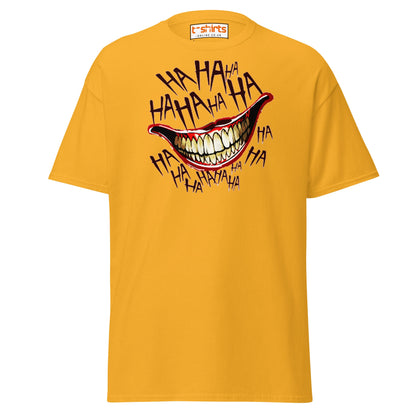Creepy Joker Smile T-Shirt | Distorted Laugh Design Tee - Gold - T-Shirts Online