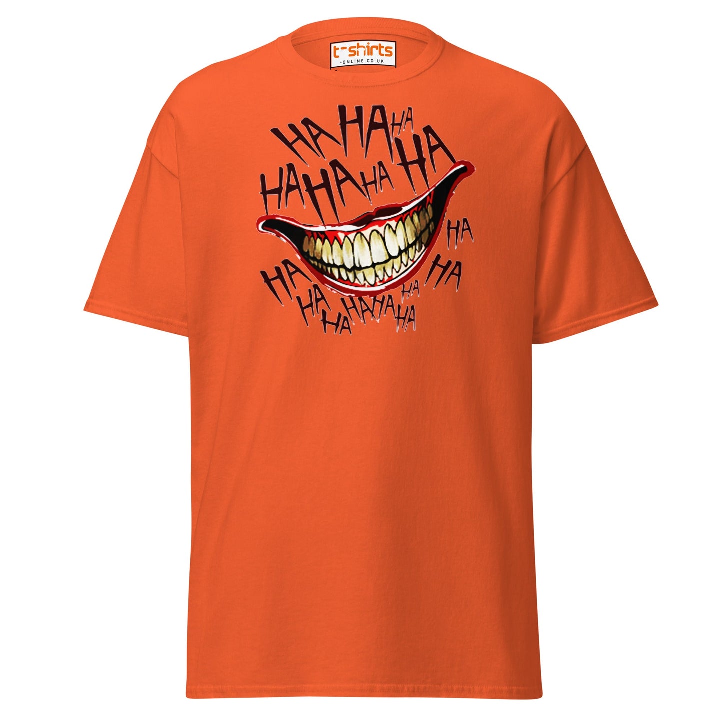Creepy Joker Smile T-Shirt | Distorted Laugh Design Tee - Orange - T-Shirts Online