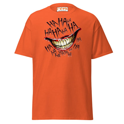Creepy Joker Smile T-Shirt | Distorted Laugh Design Tee - Orange - T-Shirts Online