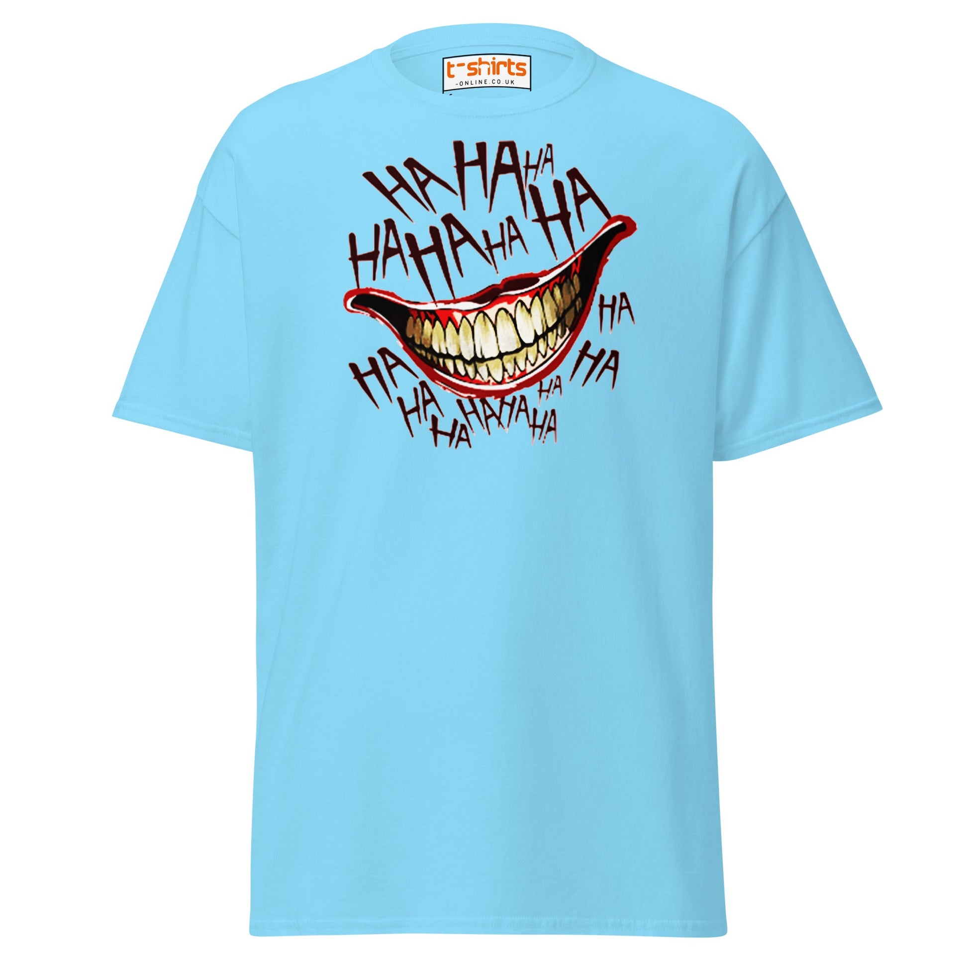 Creepy Joker Smile T-Shirt | Distorted Laugh Design Tee - Sky - T-Shirts Online