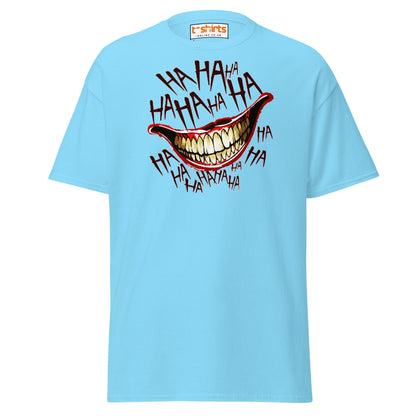 Creepy Joker Smile T-Shirt | Distorted Laugh Design Tee - Sky - T-Shirts Online