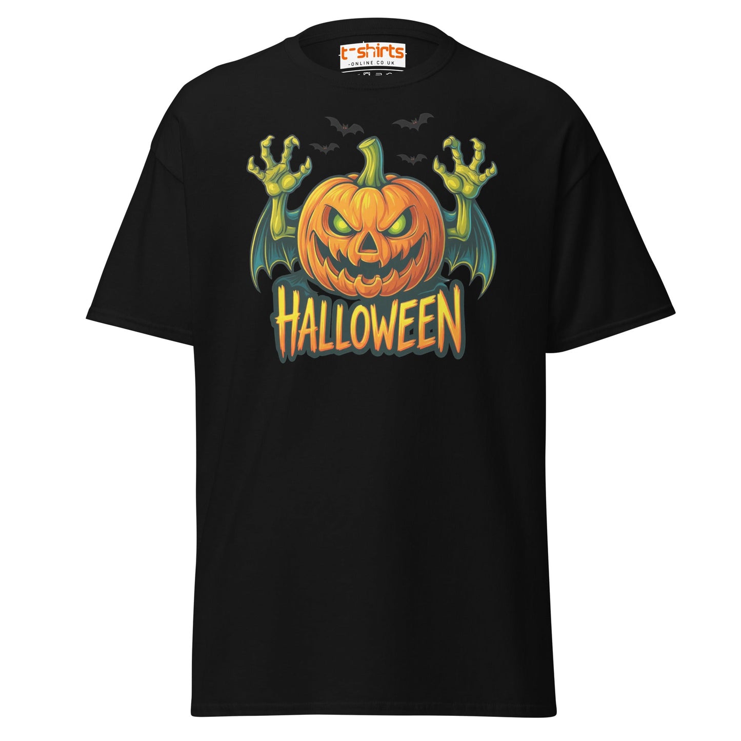 Creepy Pumpkin Halloween T-Shirt – Scary Jack - O’ - Lantern Tee - Black - T-Shirts Online