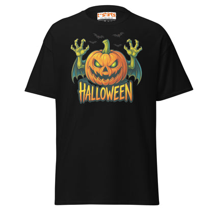 Creepy Pumpkin Halloween T-Shirt – Scary Jack - O’ - Lantern Tee - Black - T-Shirts Online