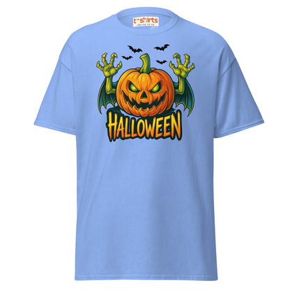 Creepy Pumpkin Halloween T-Shirt – Scary Jack - O’ - Lantern Tee - Carolina Blue - T-Shirts Online
