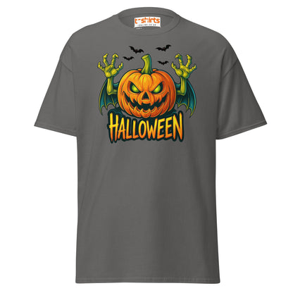 Creepy Pumpkin Halloween T-Shirt – Scary Jack - O’ - Lantern Tee - Charcoal - T-Shirts Online