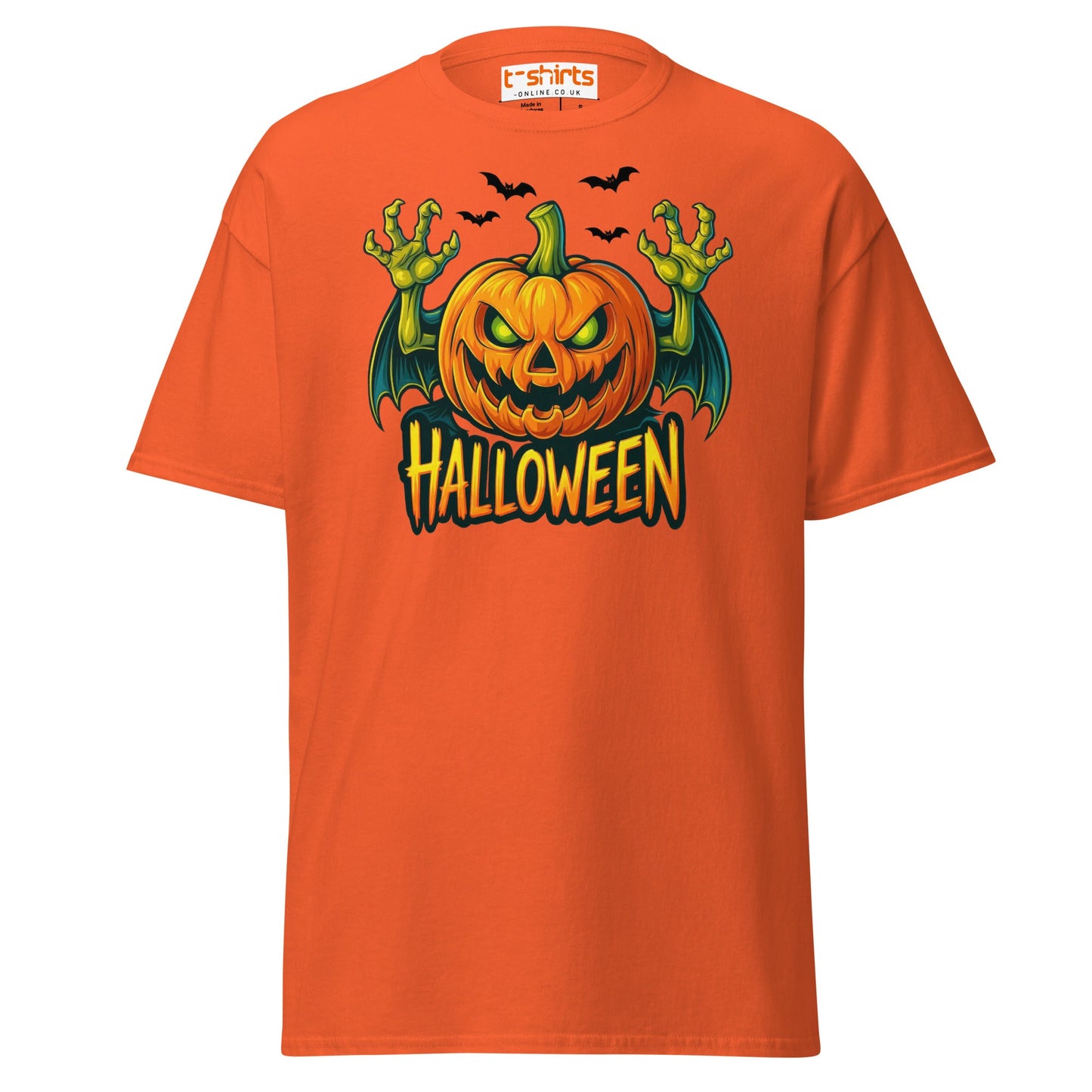 Creepy Pumpkin Halloween T-Shirt – Scary Jack - O’ - Lantern Tee - Orange - T-Shirts Online