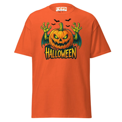 Creepy Pumpkin Halloween T-Shirt – Scary Jack - O’ - Lantern Tee - Orange - T-Shirts Online