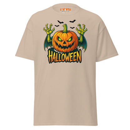 Creepy Pumpkin Halloween T-Shirt – Scary Jack - O’ - Lantern Tee - Sand - T-Shirts Online