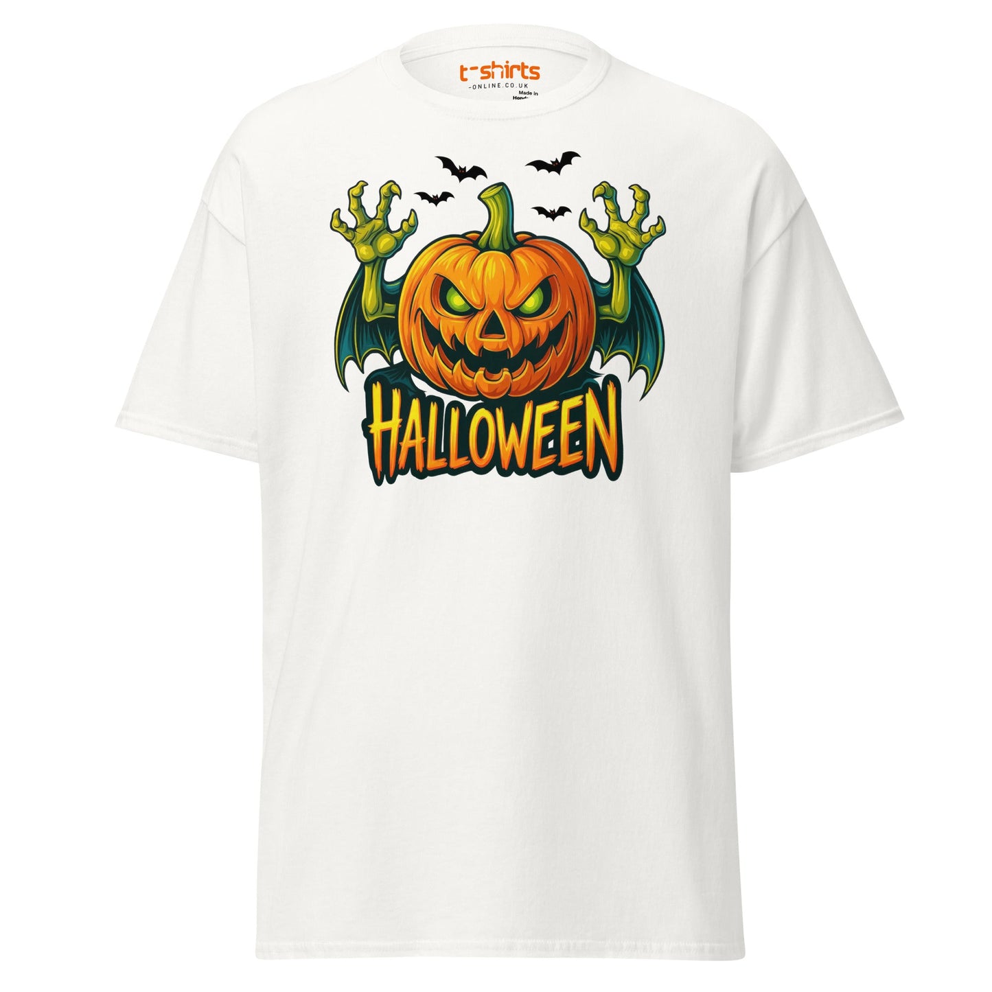 Creepy Pumpkin Halloween T-Shirt – Scary Jack - O’ - Lantern Tee - White - T-Shirts Online