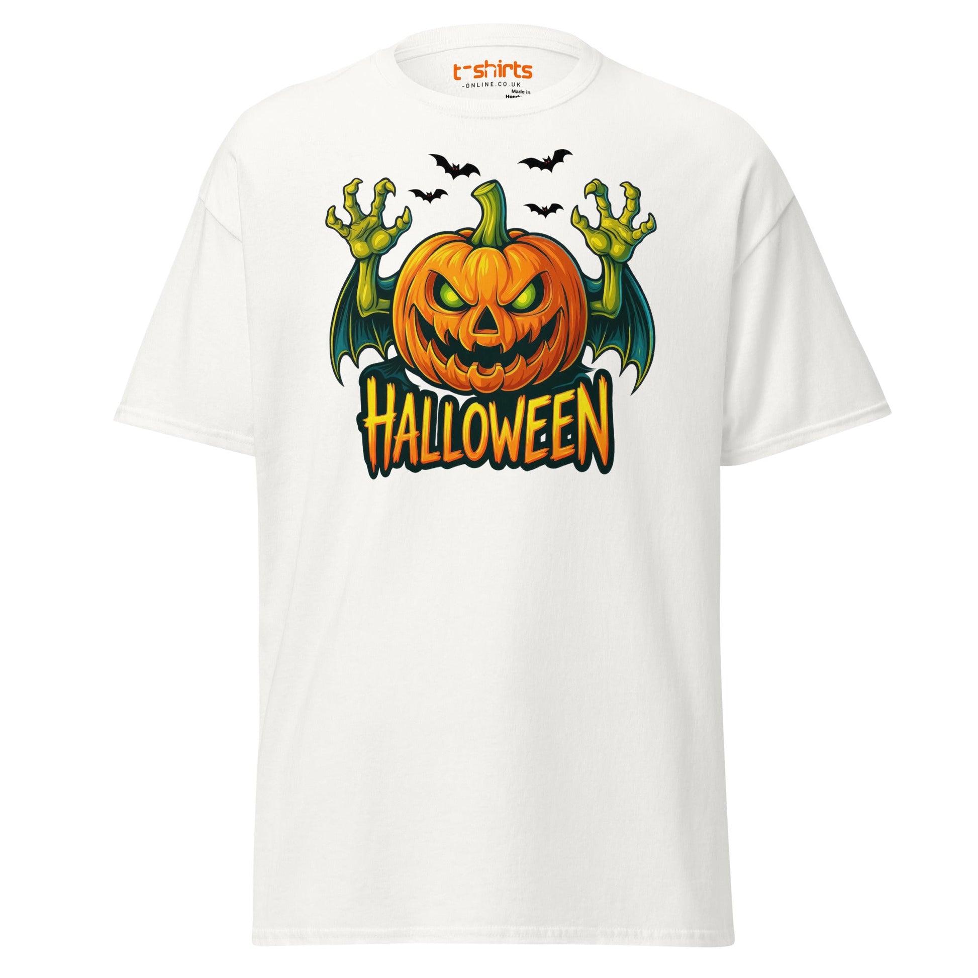 Creepy Pumpkin Halloween T-Shirt – Scary Jack - O’ - Lantern Tee - White - T-Shirts Online