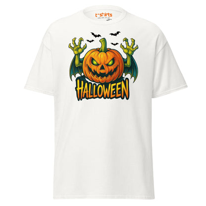 Creepy Pumpkin Halloween T-Shirt – Scary Jack - O’ - Lantern Tee - White - T-Shirts Online