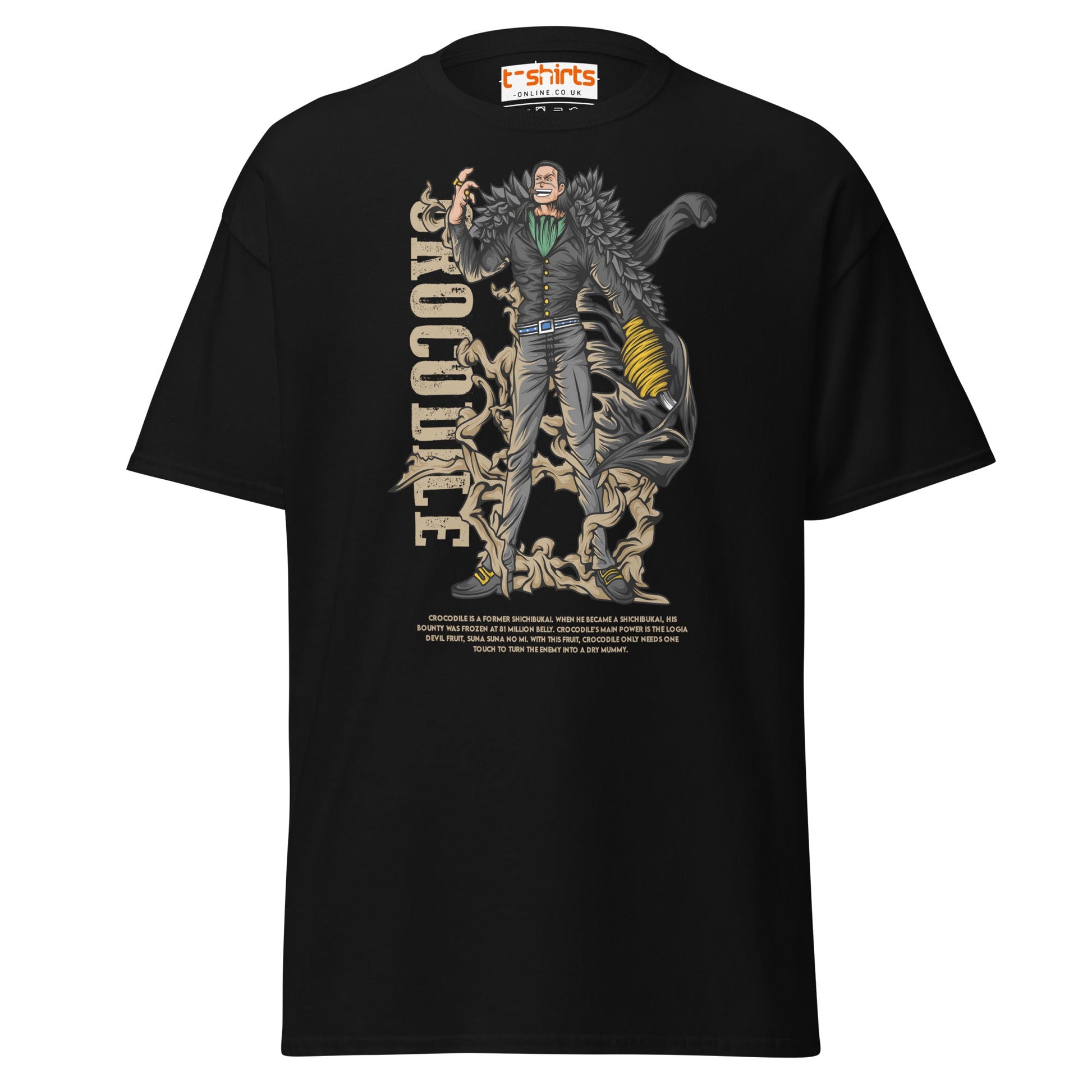 Crocodile T-Shirt | Desert King Anime Villain Tee - Black - T-Shirts Online