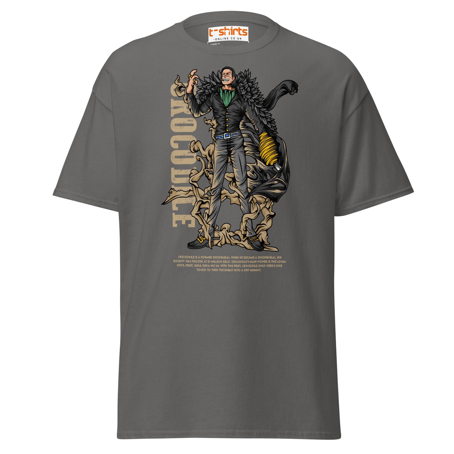 Crocodile T-Shirt | Desert King Anime Villain Tee - Charcoal - T-Shirts Online