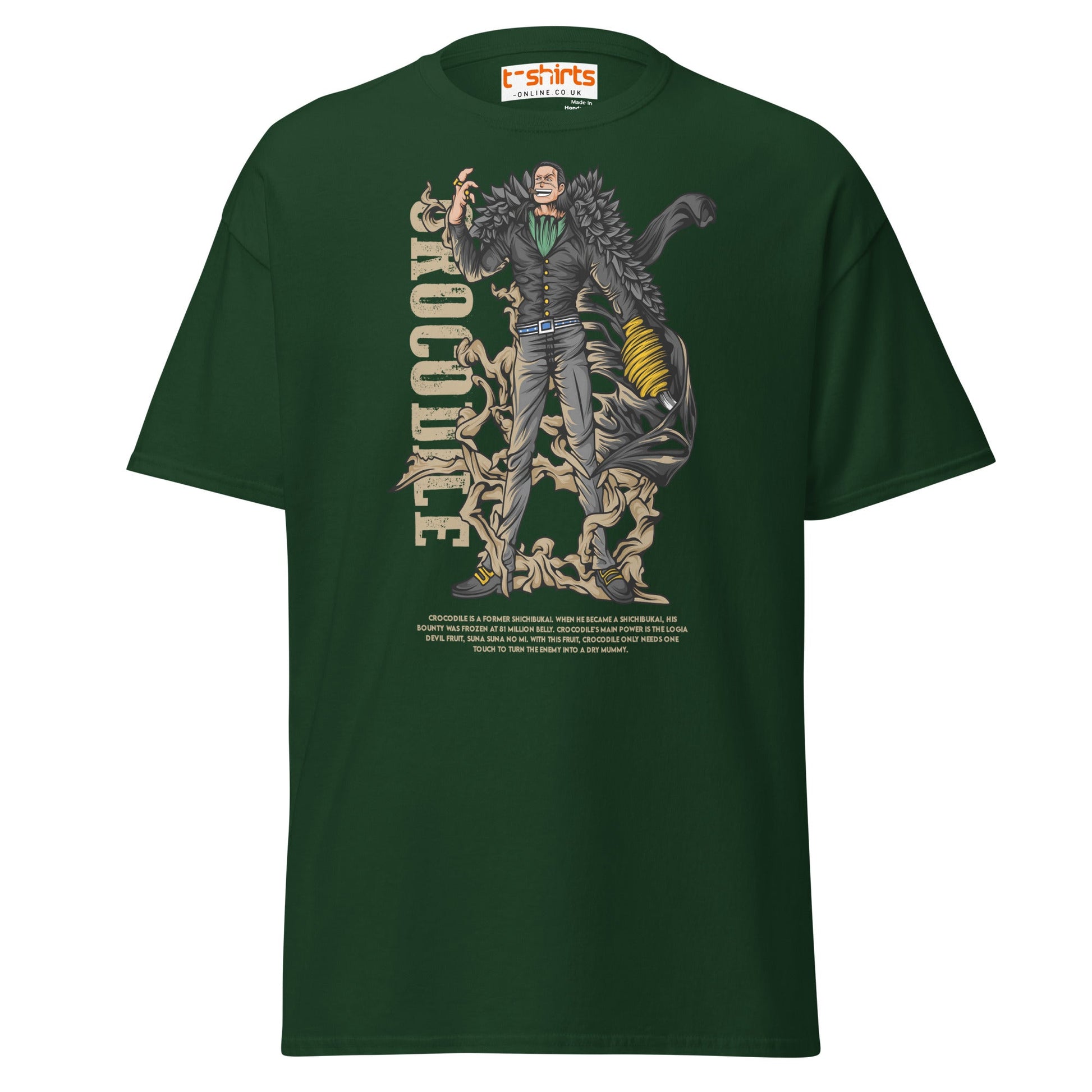 Crocodile T-Shirt | Desert King Anime Villain Tee - Forest Green - T-Shirts Online