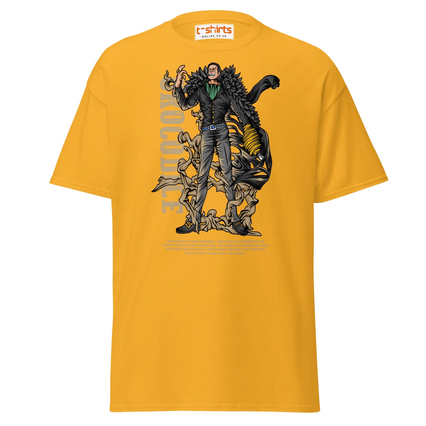 Crocodile T-Shirt | Desert King Anime Villain Tee - Gold - T-Shirts Online