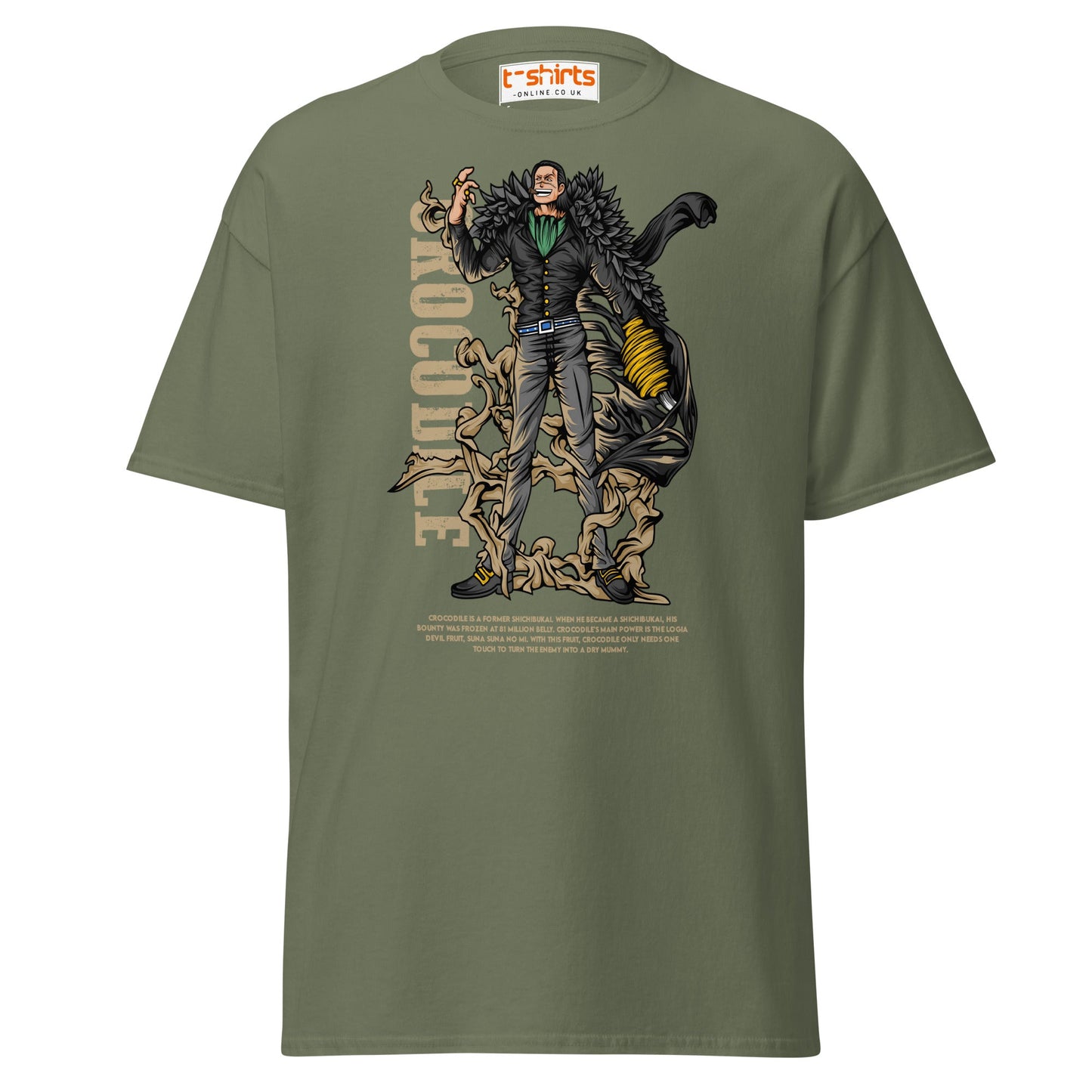 Crocodile T-Shirt | Desert King Anime Villain Tee - Military Green - T-Shirts Online