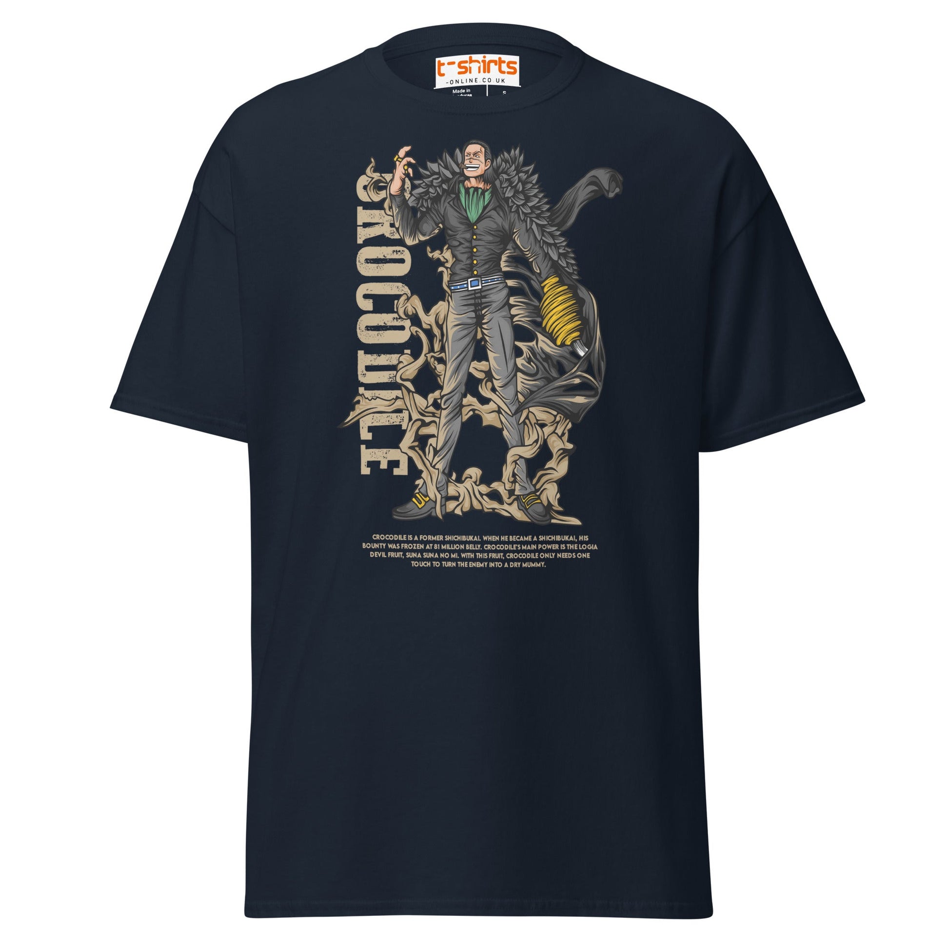 Crocodile T-Shirt | Desert King Anime Villain Tee - Navy - T-Shirts Online