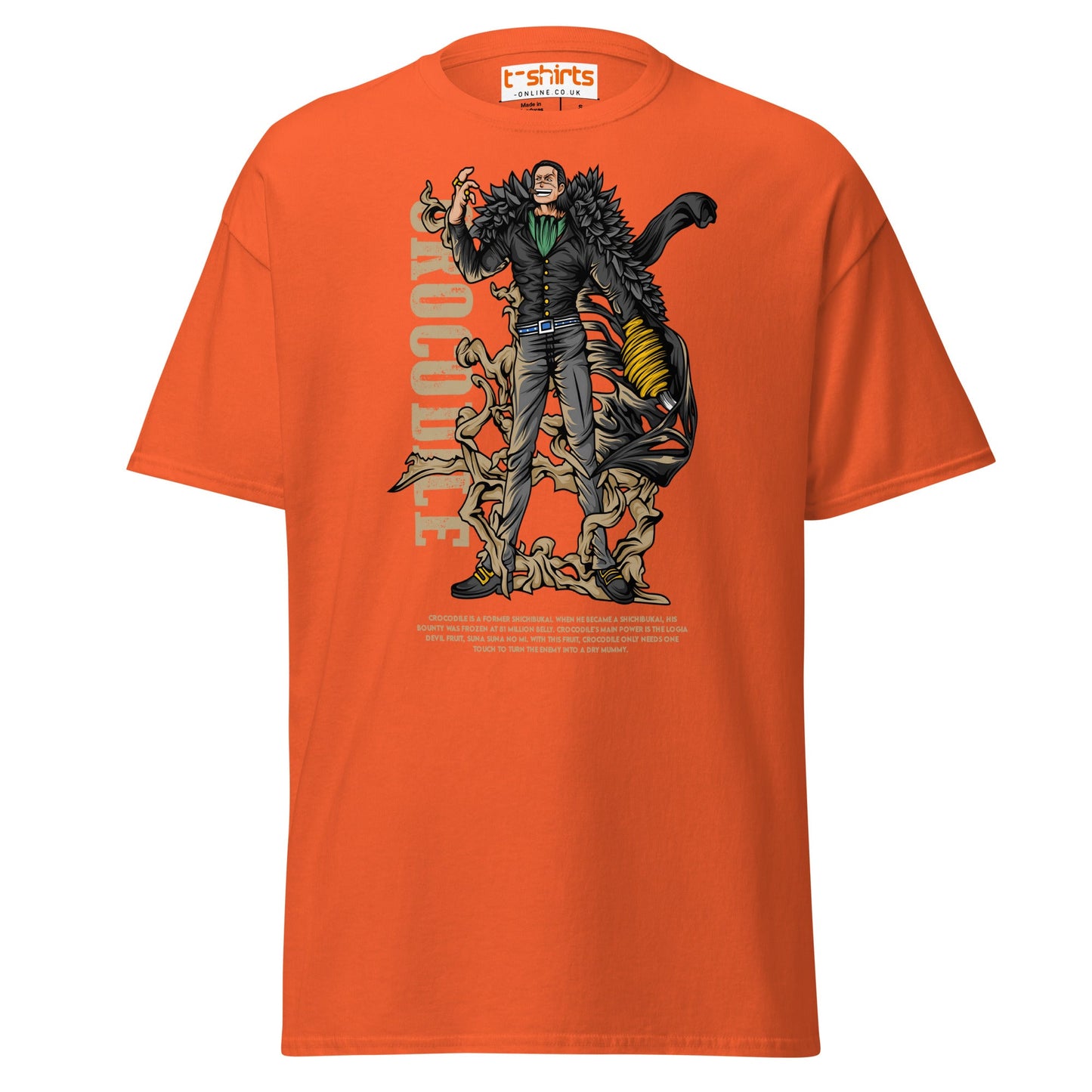 Crocodile T-Shirt | Desert King Anime Villain Tee - Orange - T-Shirts Online