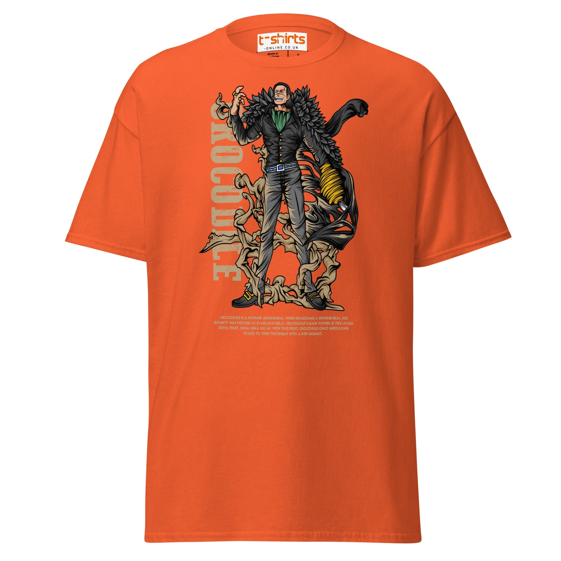 Crocodile T-Shirt | Desert King Anime Villain Tee - Orange - T-Shirts Online
