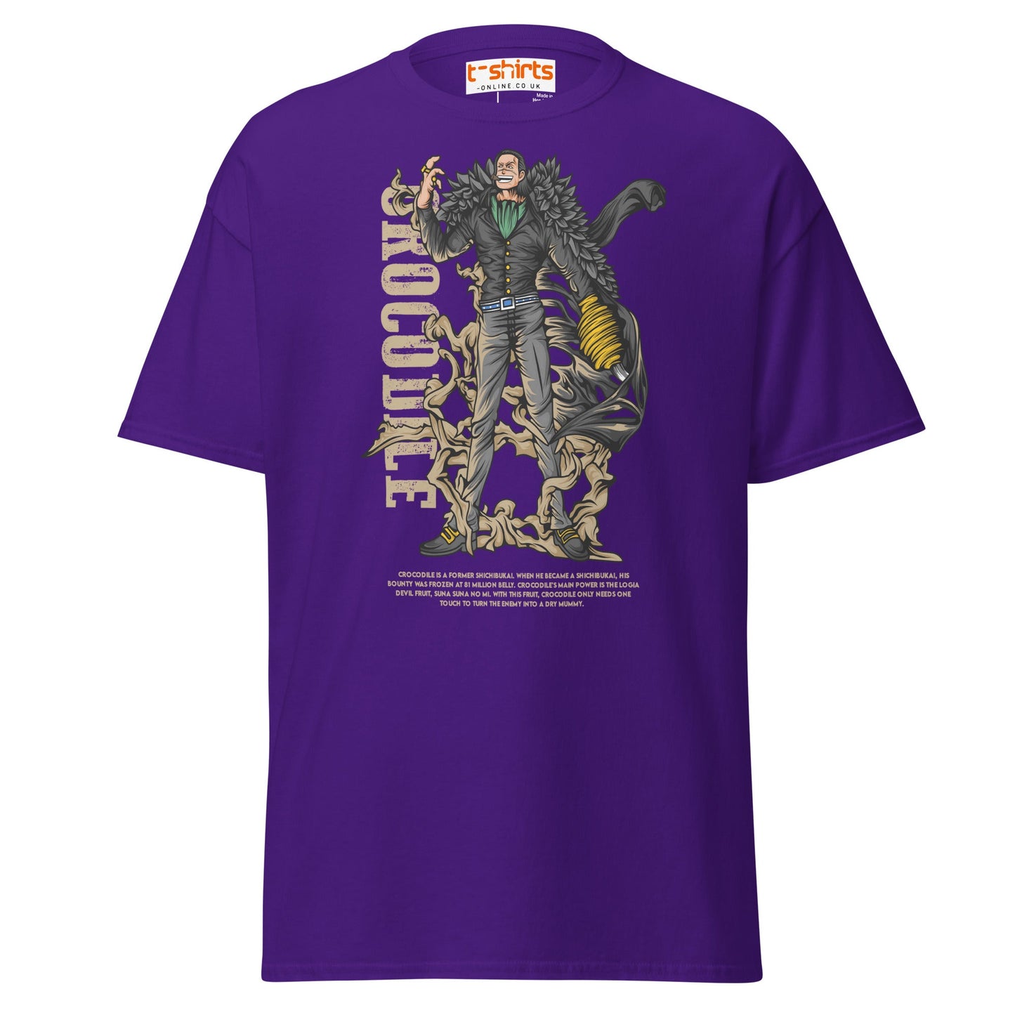 Crocodile T-Shirt | Desert King Anime Villain Tee - Purple - T-Shirts Online