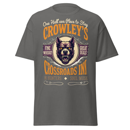 Crowley's Crossroads Inn T-Shirt | Supernatural Fan Apparel - Charcoal - T-Shirts Online