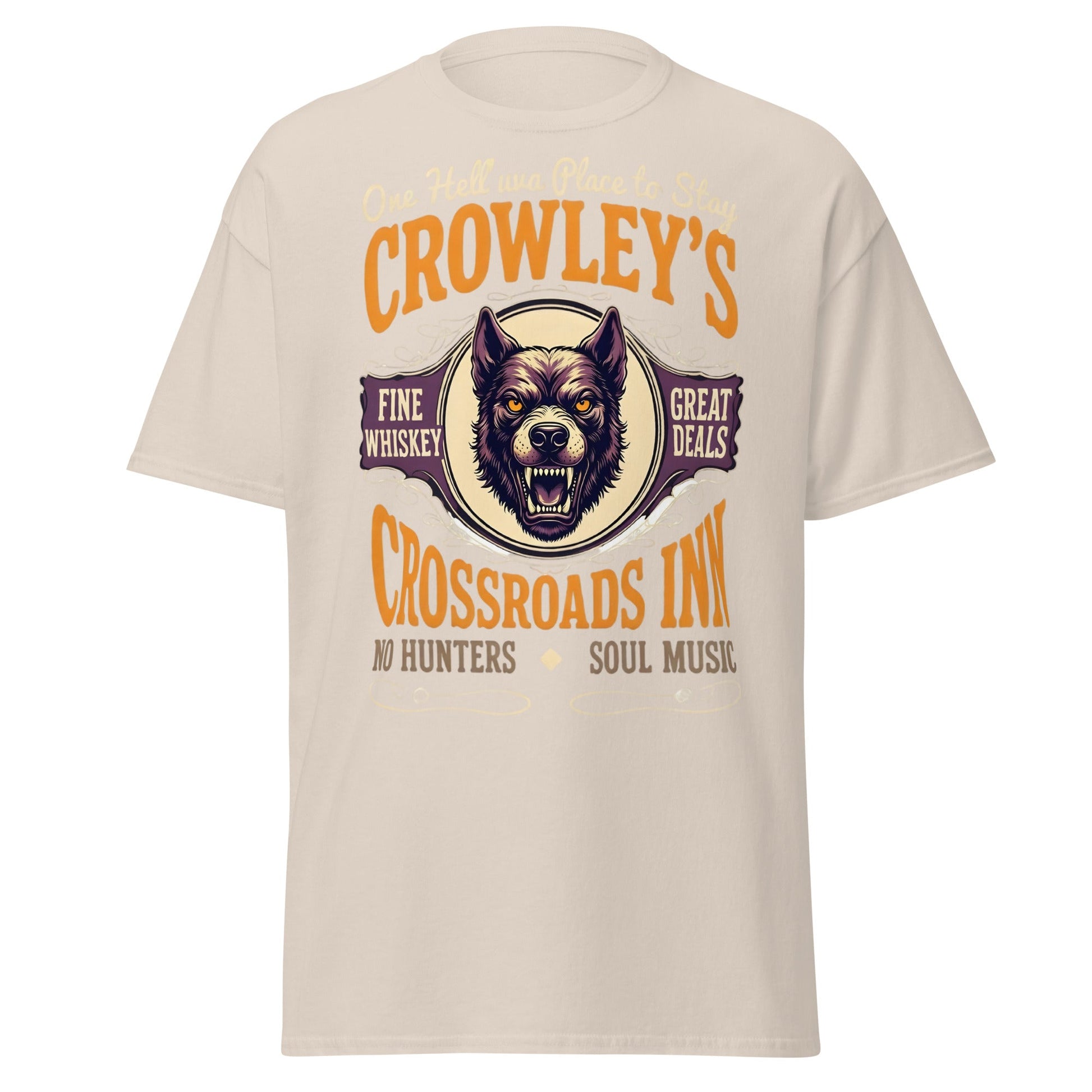 Crowley's Crossroads Inn T-Shirt | Supernatural Fan Apparel - Natural - T-Shirts Online