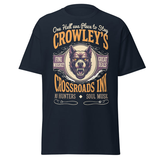 Crowley's Crossroads Inn T-Shirt | Supernatural Fan Apparel - Navy - T-Shirts Online