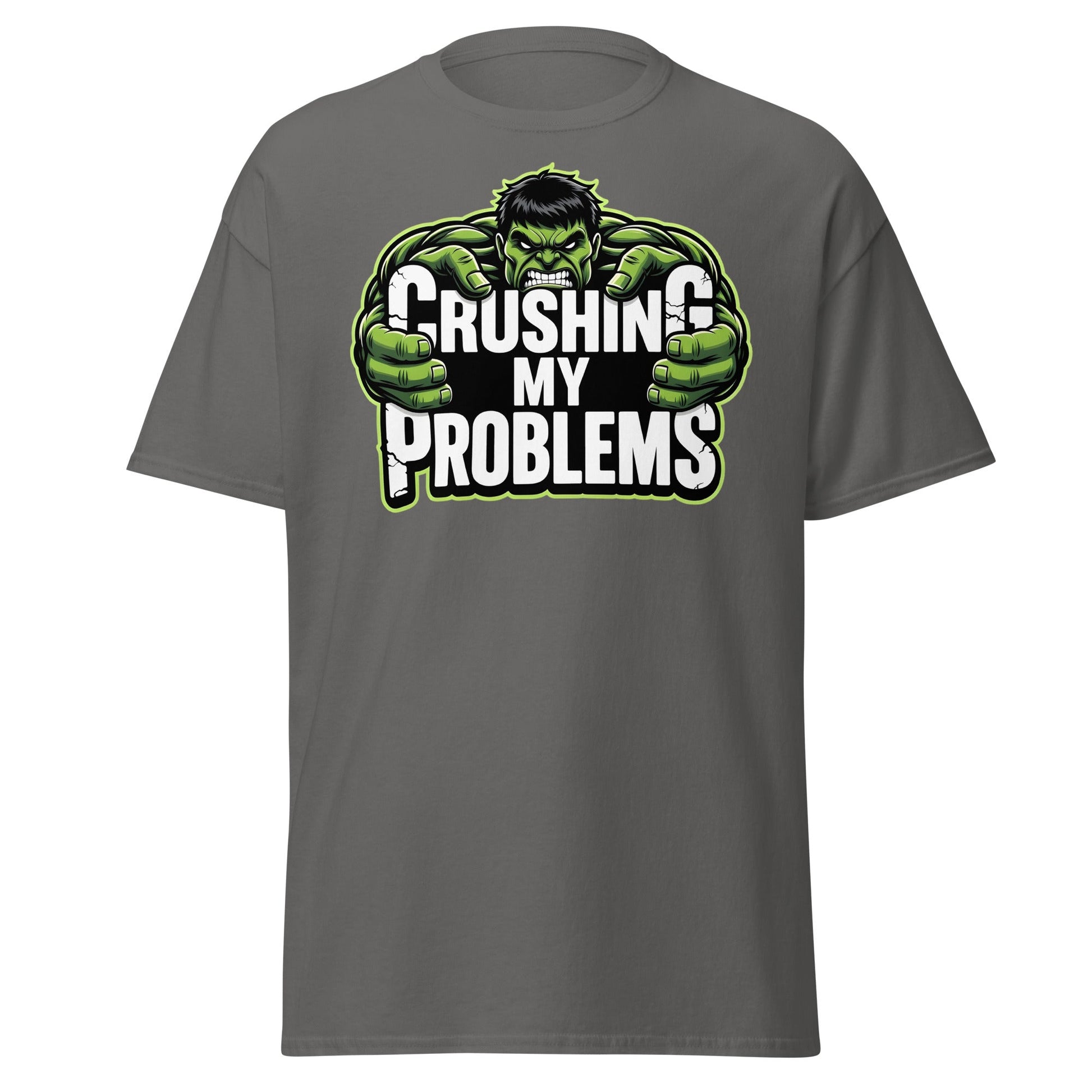 Crushing My Problems T-Shirt – Motivational Gym Tee - Charcoal - T-Shirts Online