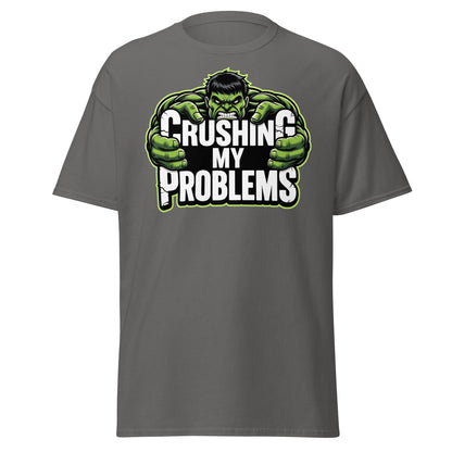 Crushing My Problems T-Shirt – Motivational Gym Tee - Charcoal - T-Shirts Online