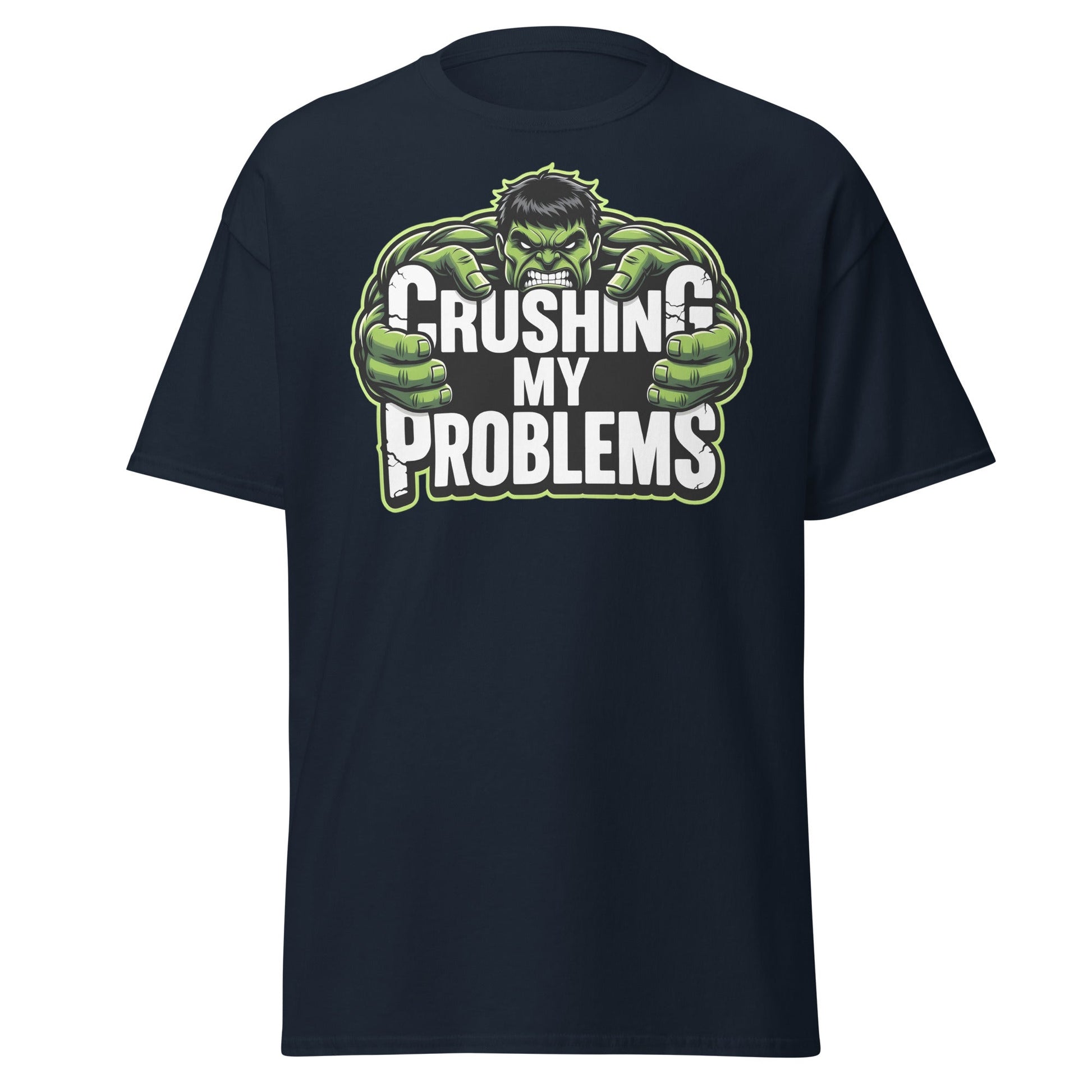 Crushing My Problems T-Shirt – Motivational Gym Tee - Navy - T-Shirts Online