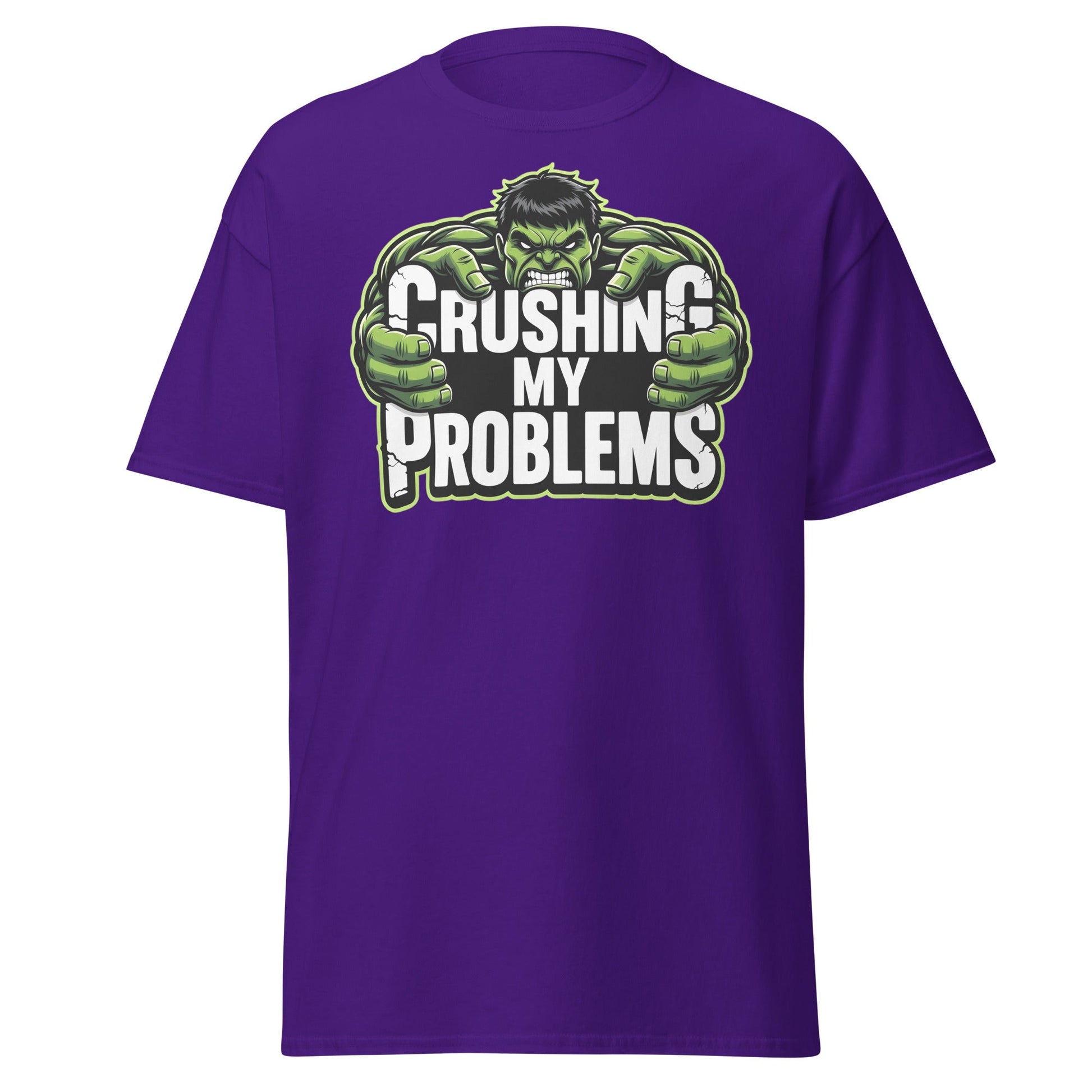 Crushing My Problems T-Shirt – Motivational Gym Tee - Purple - T-Shirts Online