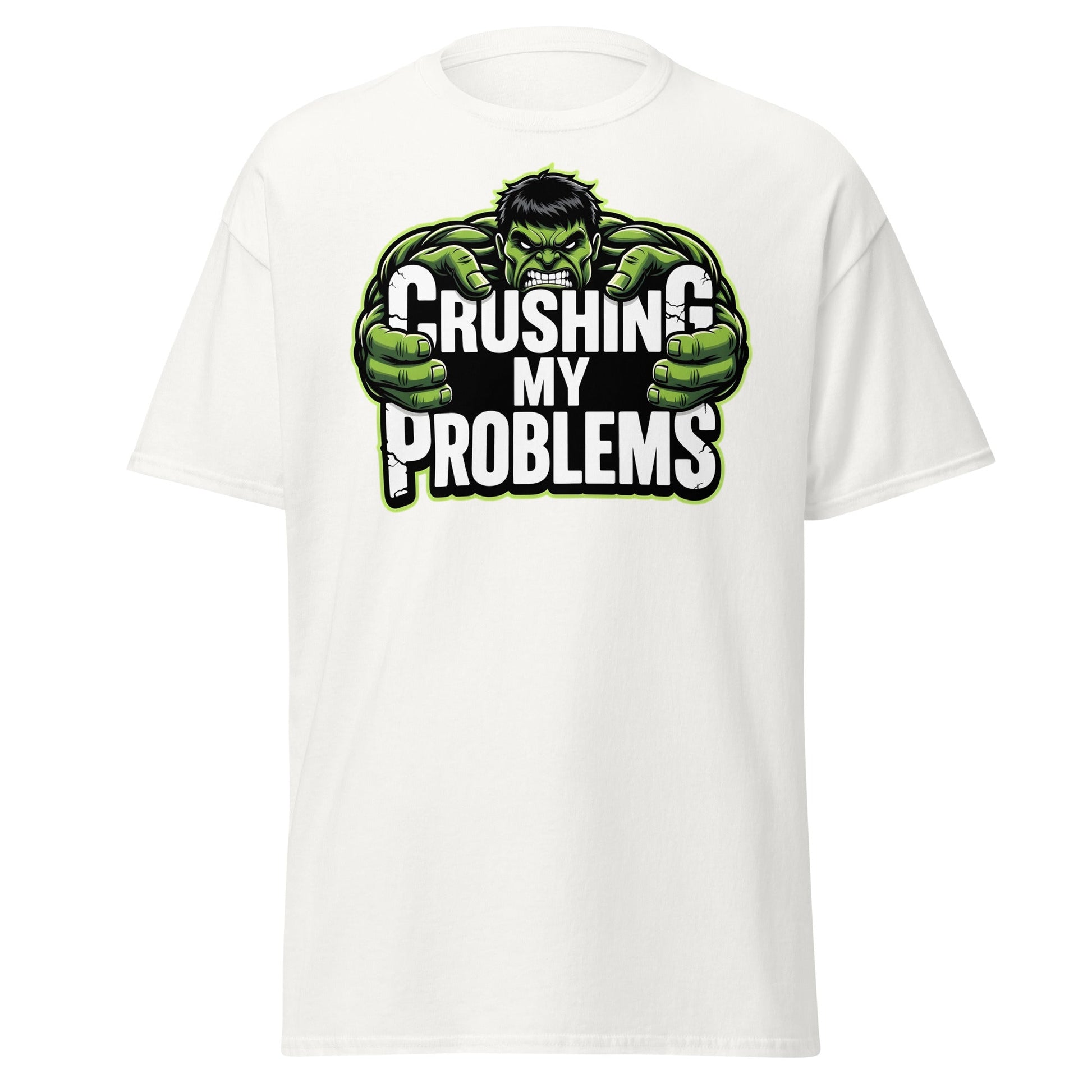 Crushing My Problems T-Shirt – Motivational Gym Tee - White - T-Shirts Online