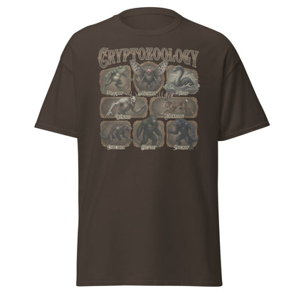 Cryptozoology T-Shirt - Bigfoot Mothman Nessie Tee - Dark Chocolate - T-Shirts Online