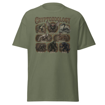 Cryptozoology T-Shirt - Bigfoot Mothman Nessie Tee - Military Green - T-Shirts Online