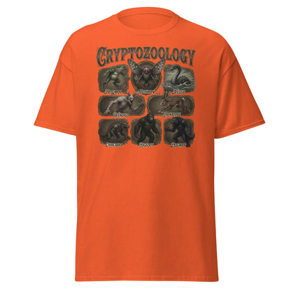 Cryptozoology T-Shirt - Bigfoot Mothman Nessie Tee - Orange - T-Shirts Online
