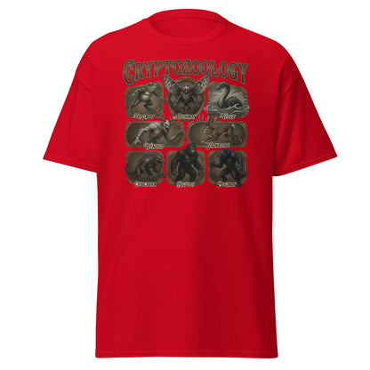 Cryptozoology T-Shirt - Bigfoot Mothman Nessie Tee - Red - T-Shirts Online