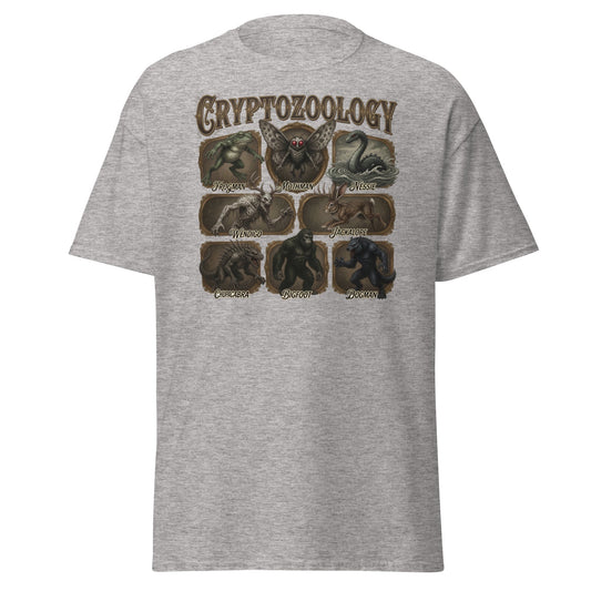 Cryptozoology T-Shirt - Bigfoot Mothman Nessie Tee - Sport Grey - T-Shirts Online