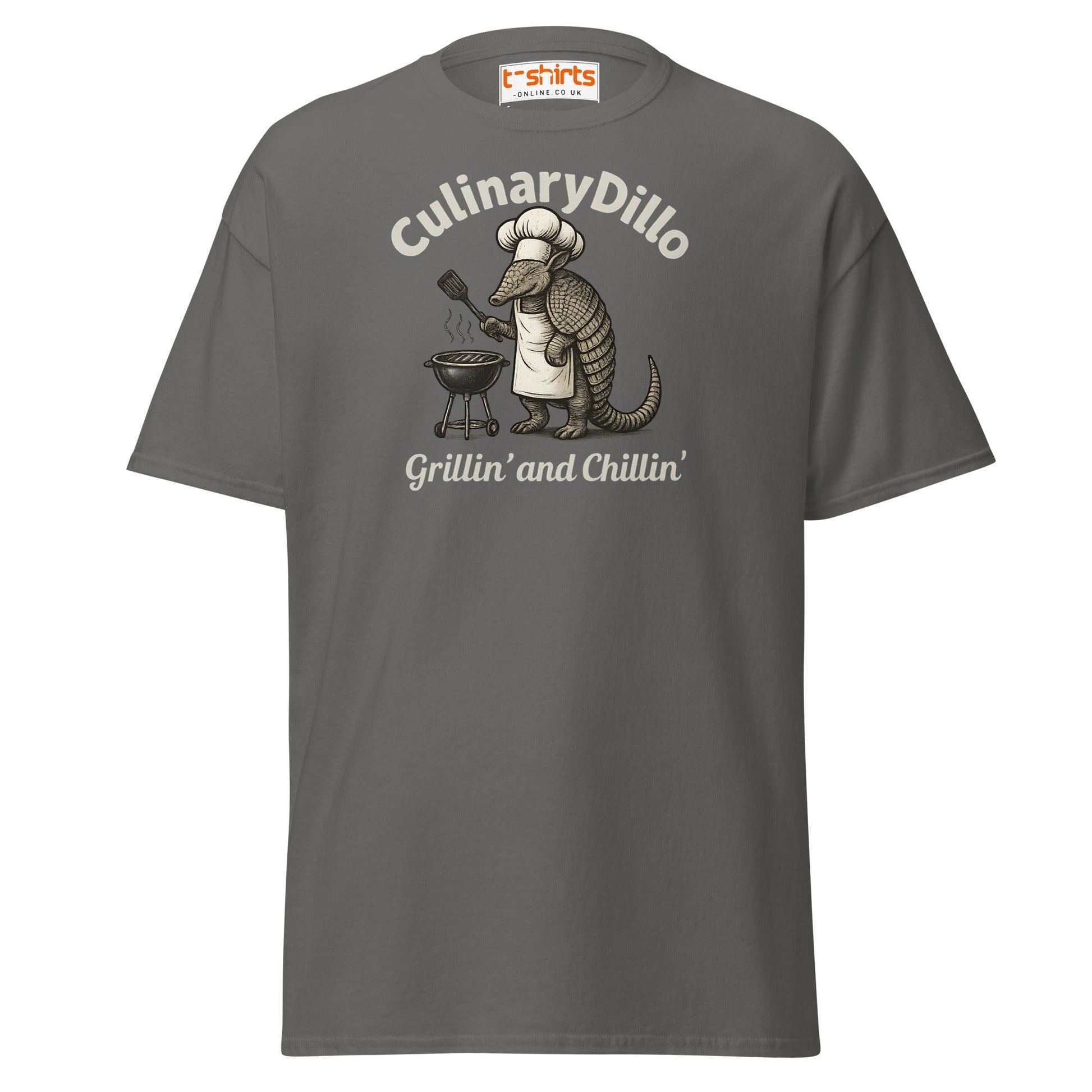 CulinaryDillo BBQ Armadillo T-Shirt – Grill & Chill Tee - Charcoal - T-Shirts Online