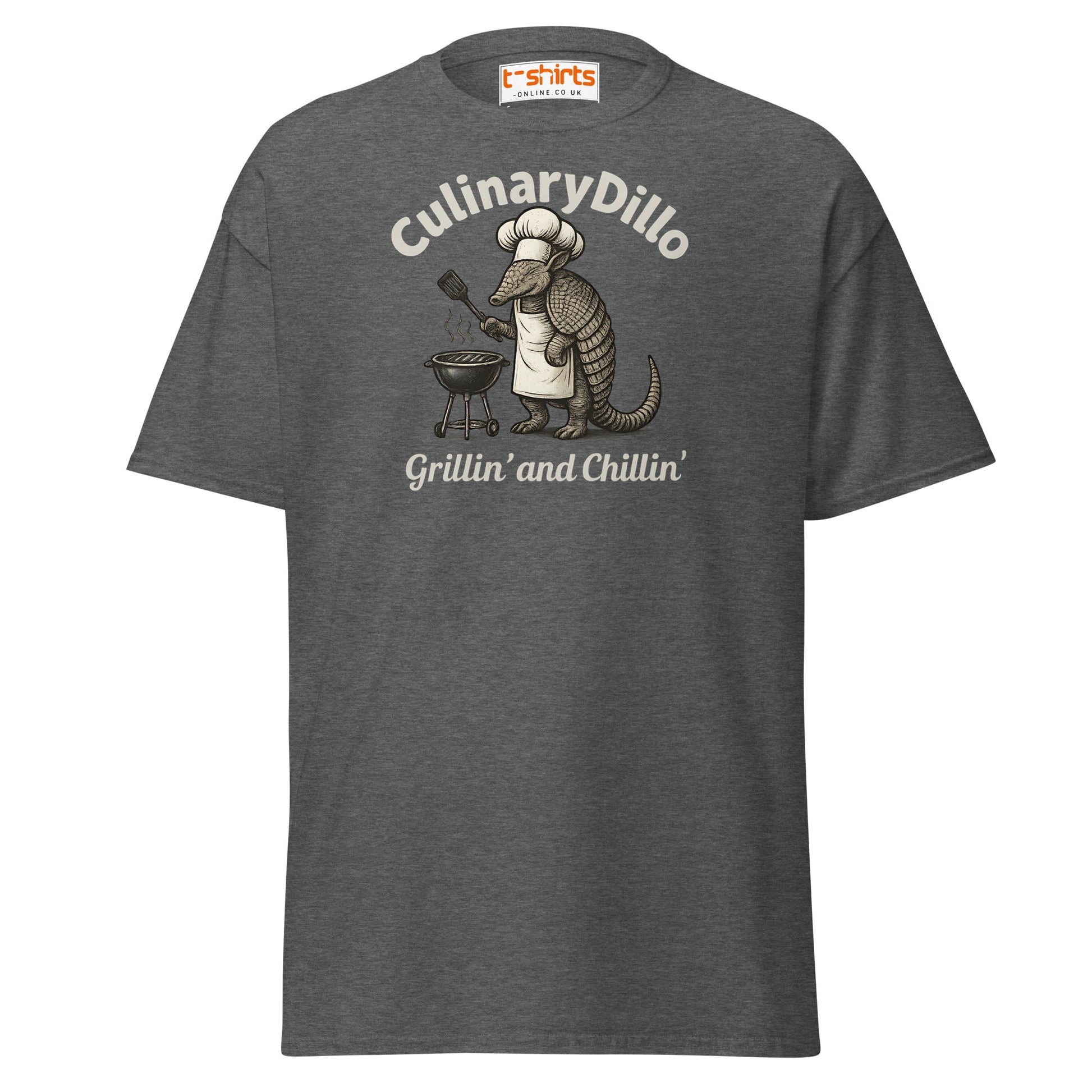 CulinaryDillo BBQ Armadillo T-Shirt – Grill & Chill Tee - Dark Heather - T-Shirts Online