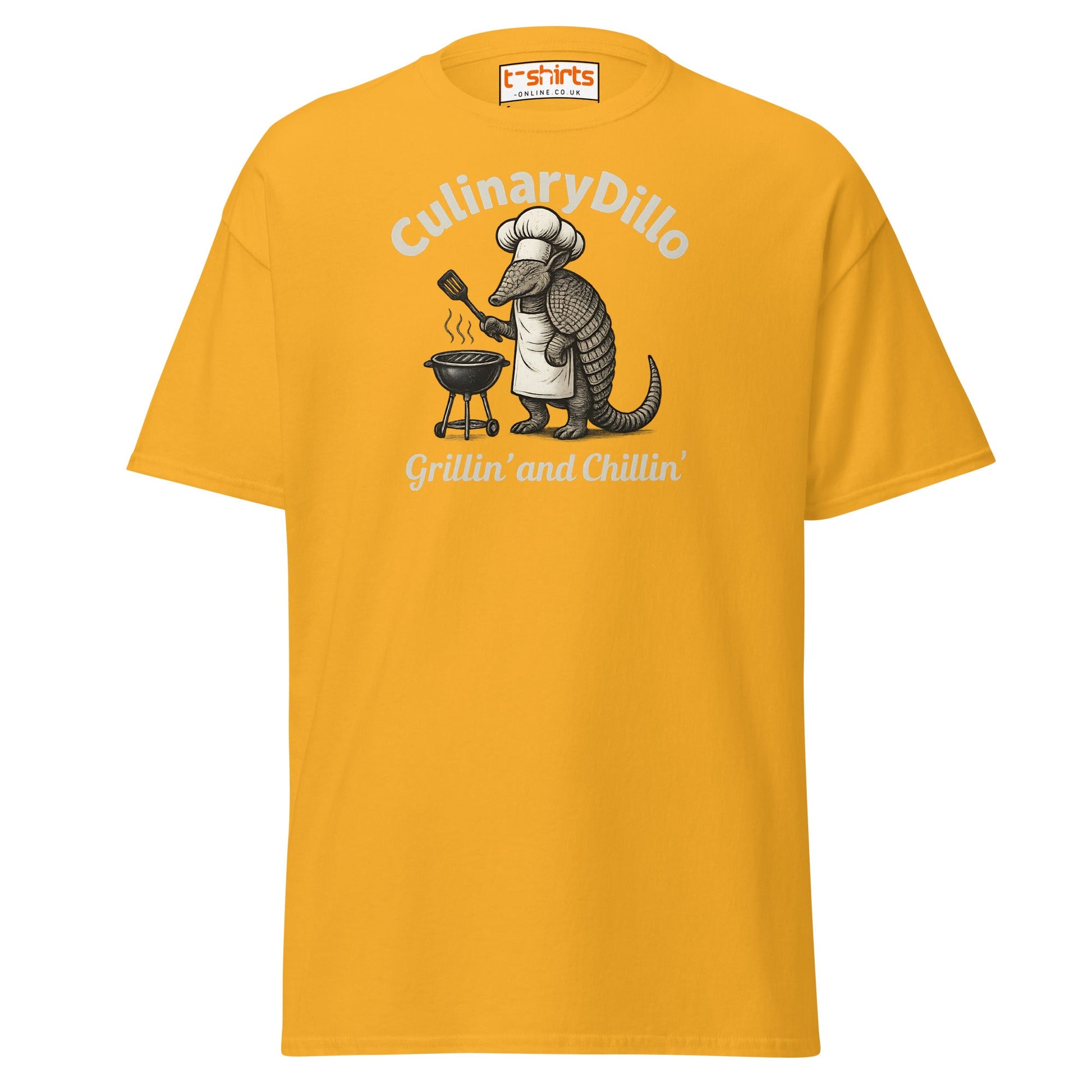 CulinaryDillo BBQ Armadillo T-Shirt – Grill & Chill Tee - Gold - T-Shirts Online