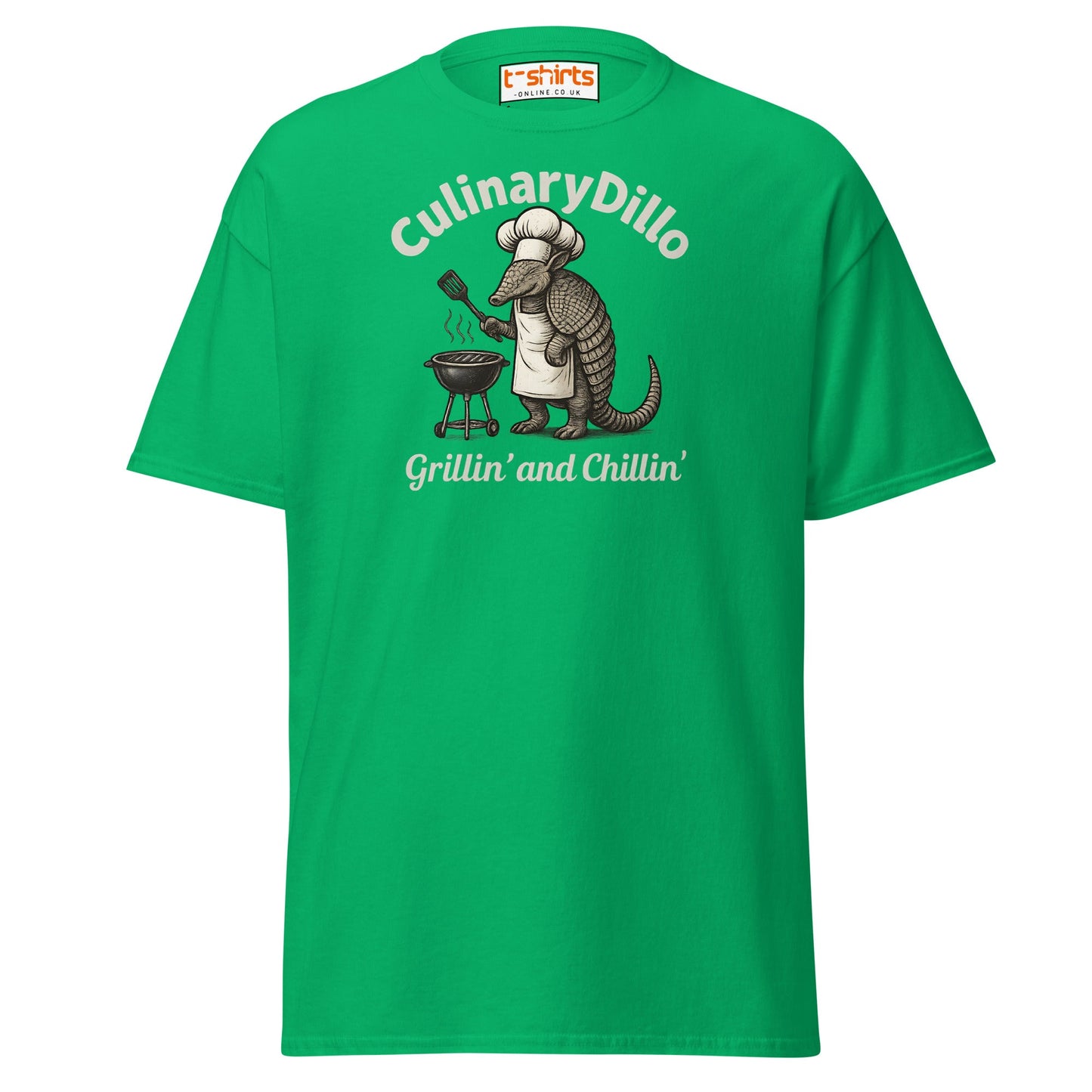 CulinaryDillo BBQ Armadillo T-Shirt – Grill & Chill Tee - Irish Green - T-Shirts Online