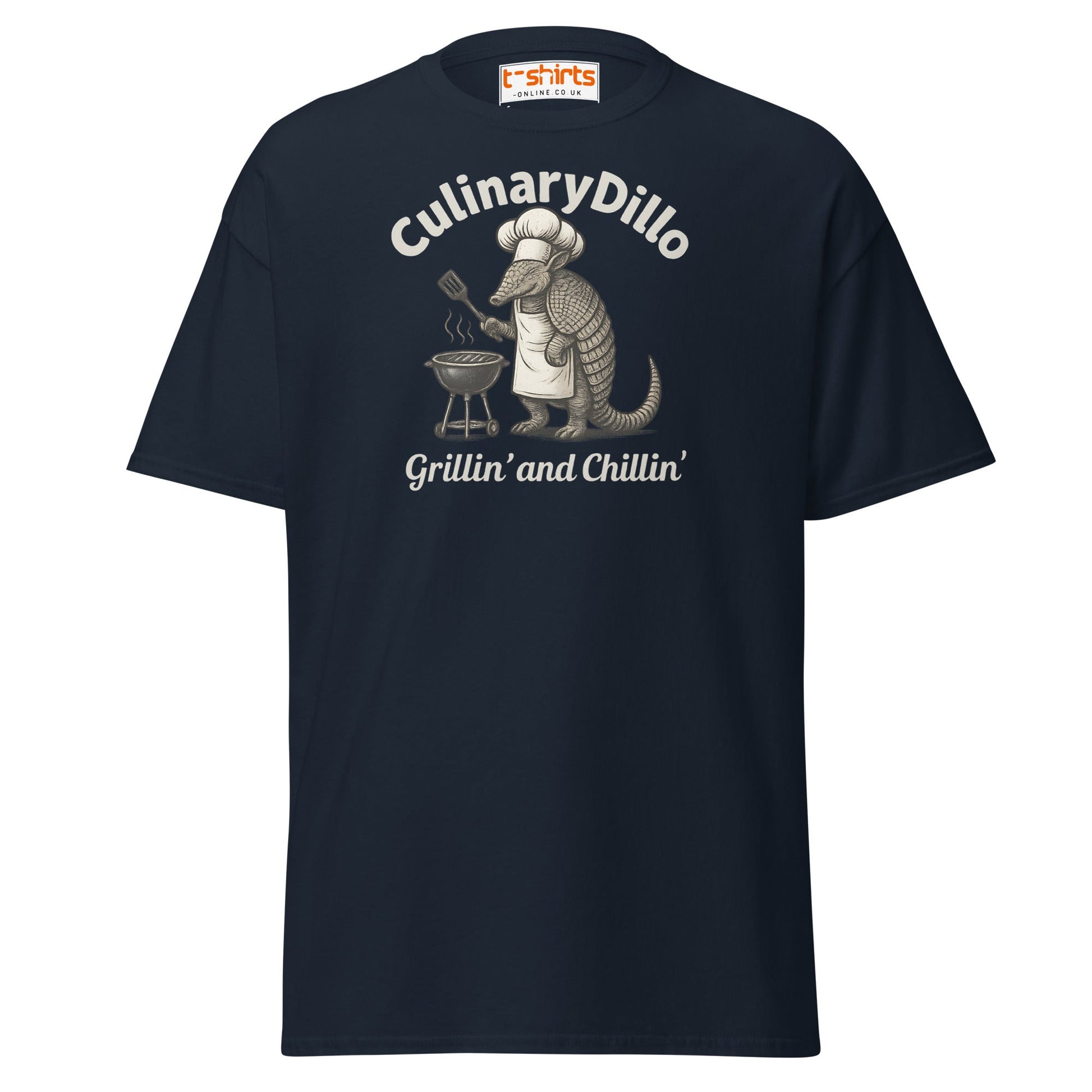 CulinaryDillo BBQ Armadillo T-Shirt – Grill & Chill Tee - Navy - T-Shirts Online