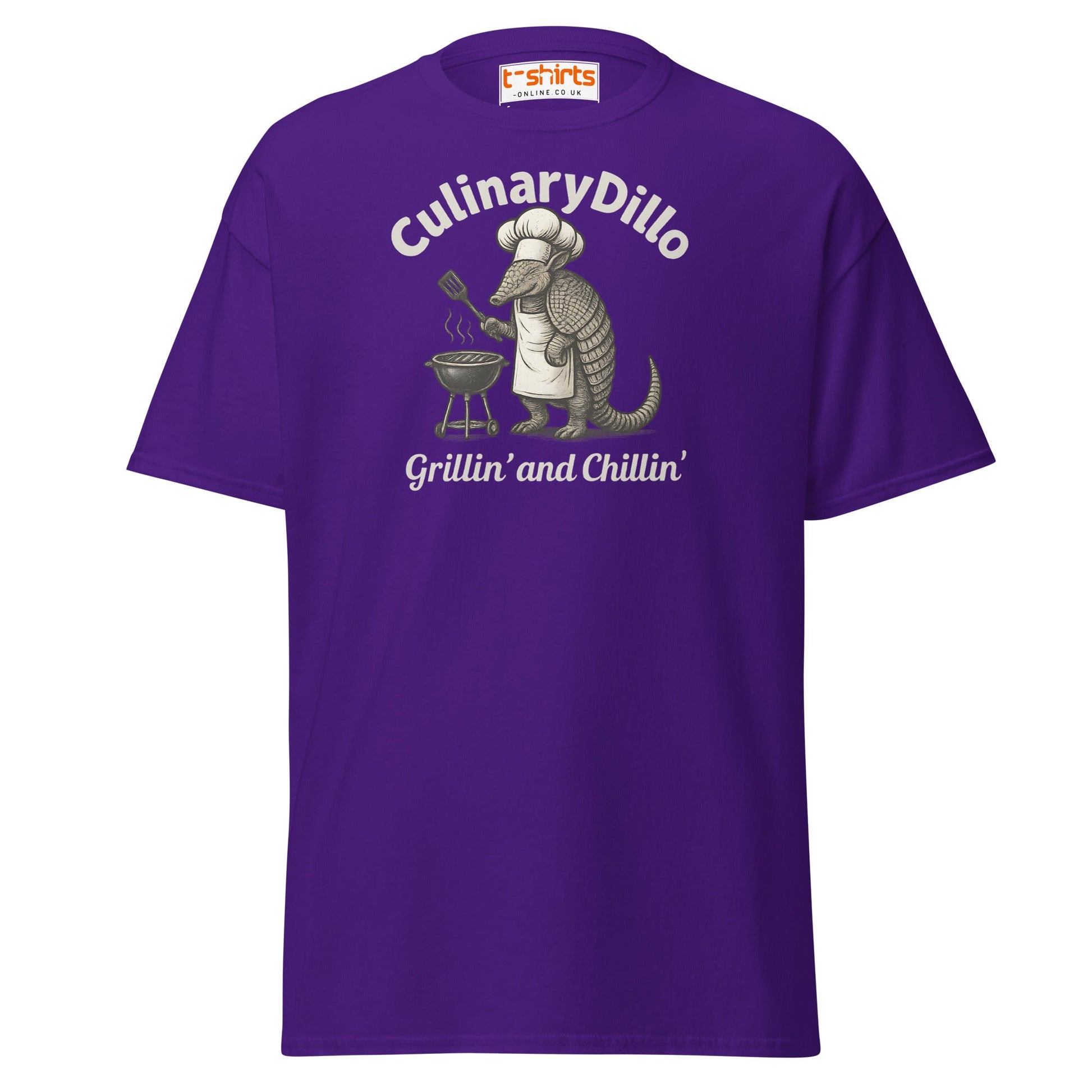 CulinaryDillo BBQ Armadillo T-Shirt – Grill & Chill Tee - Purple - T-Shirts Online