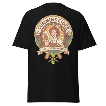 Cummins Cider T-Shirt – Funny Vintage Cider Parody Tee - Black - T-Shirts Online