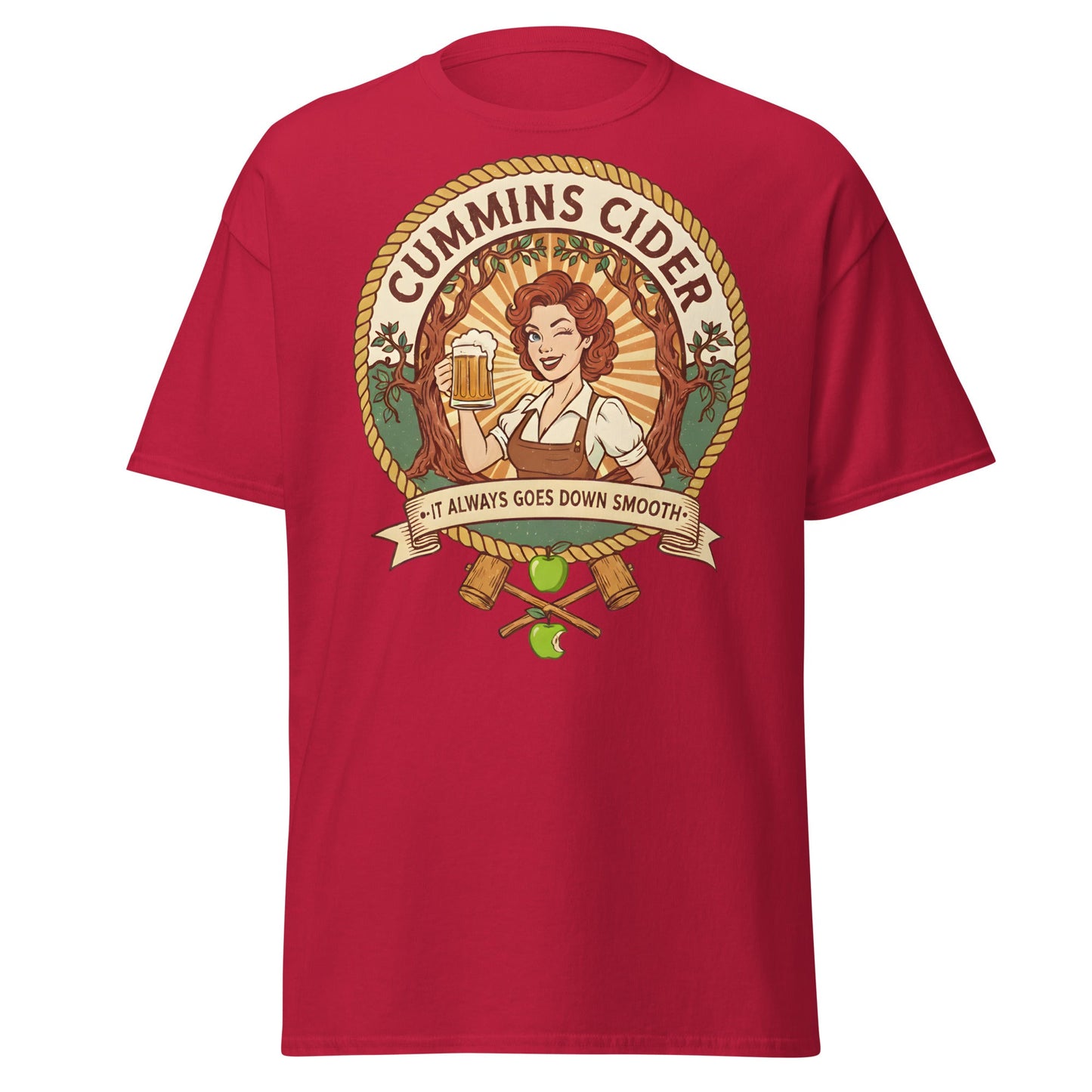 Cummins Cider T-Shirt – Funny Vintage Cider Parody Tee - Cardinal - T-Shirts Online
