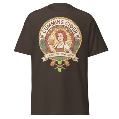 Cummins Cider T-Shirt – Funny Vintage Cider Parody Tee - Dark Chocolate - T-Shirts Online
