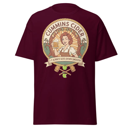 Cummins Cider T-Shirt – Funny Vintage Cider Parody Tee - Maroon - T-Shirts Online