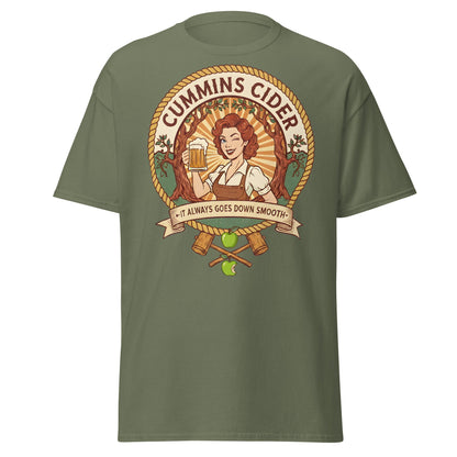 Cummins Cider T-Shirt – Funny Vintage Cider Parody Tee - Military Green - T-Shirts Online