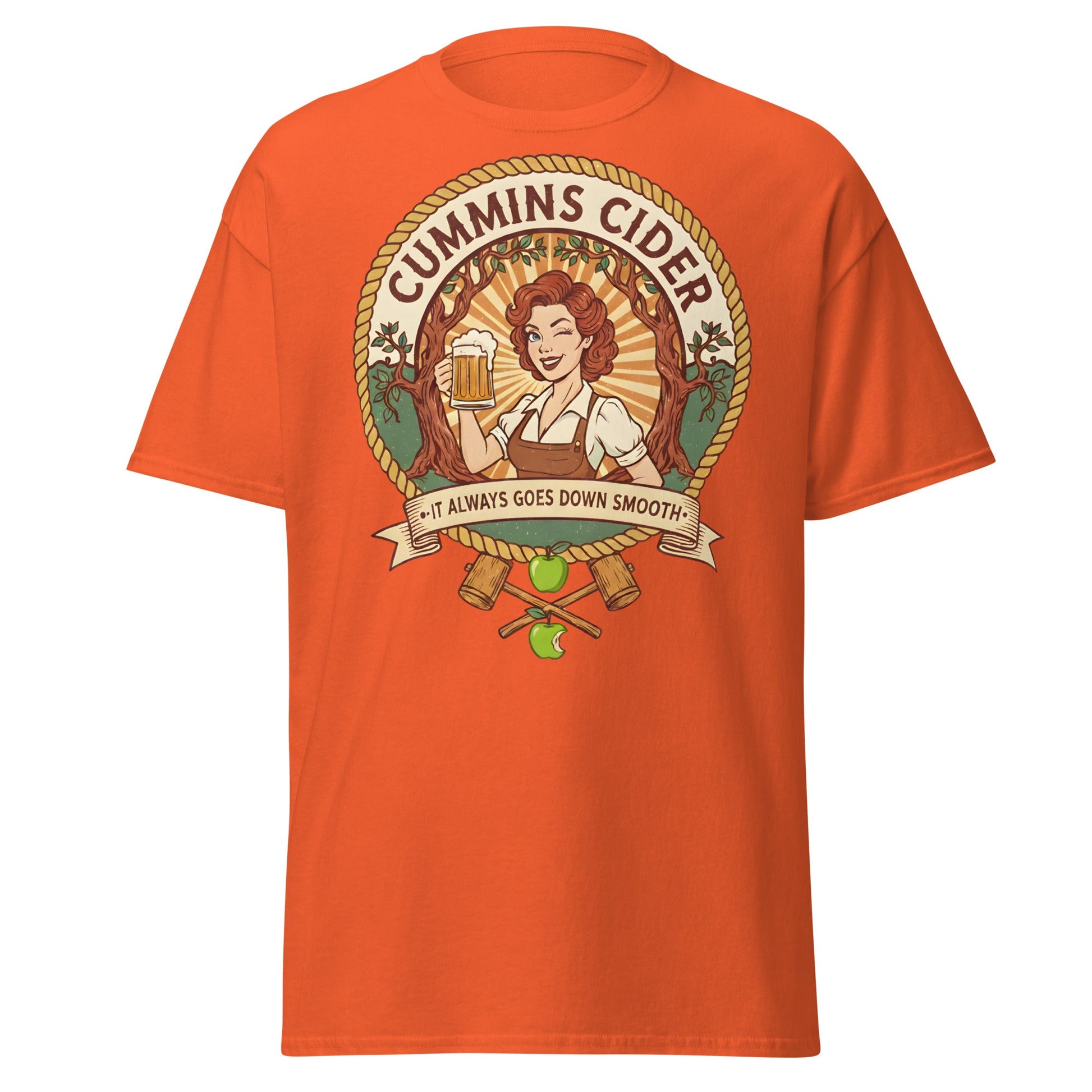 Cummins Cider T-Shirt – Funny Vintage Cider Parody Tee - Orange - T-Shirts Online